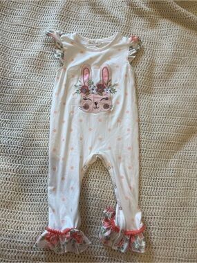Boutique Bunny Romper | 18-24 Months | Floral Ruffle Jumper